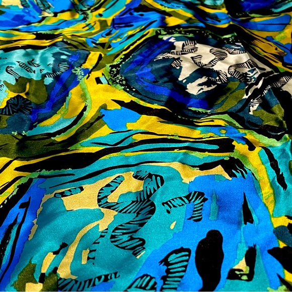 Perry Ellis, Rare 1980s designer silk scarf 30x30 - Picture 5 of 5